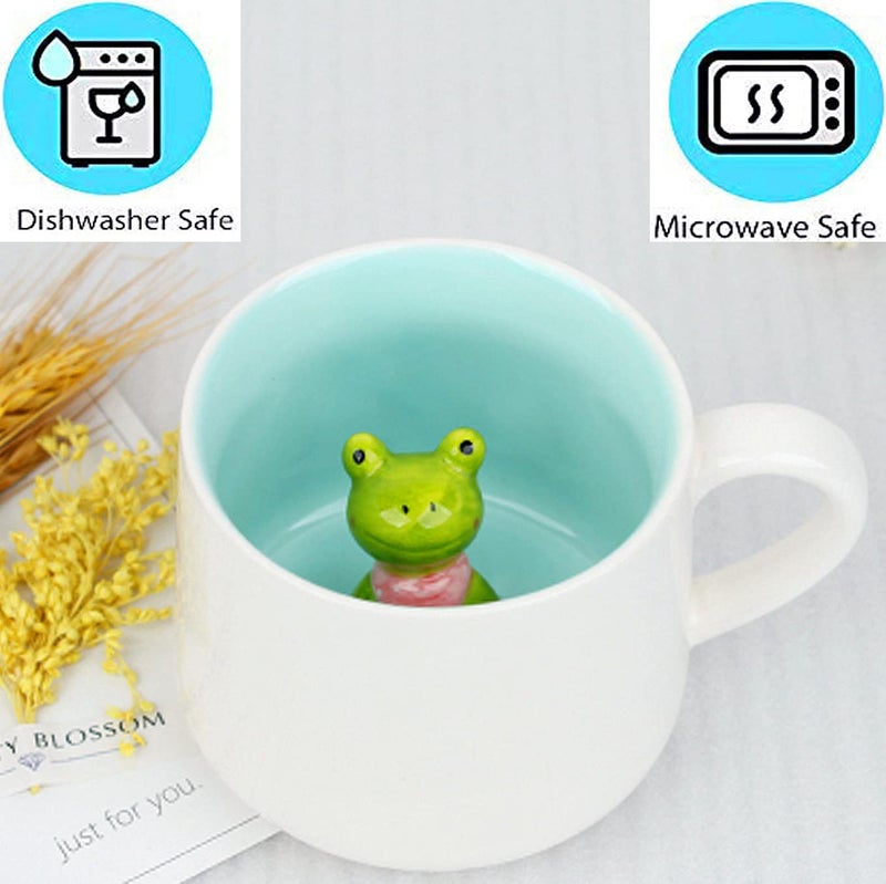 luckyse Frog Inside Coffee Mug Porcelain Figurine Mug 3D Ceramic Mugs - 13 OZ - Image 4